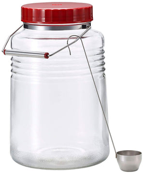 Aderia 4L Plum Bottle Japan Showa Retro Storage Bottle W/ Ladle Rice Wine Fruit Sake Glass Canister Airtight Jar Coffee Beans 721 - YOYO JAPAN