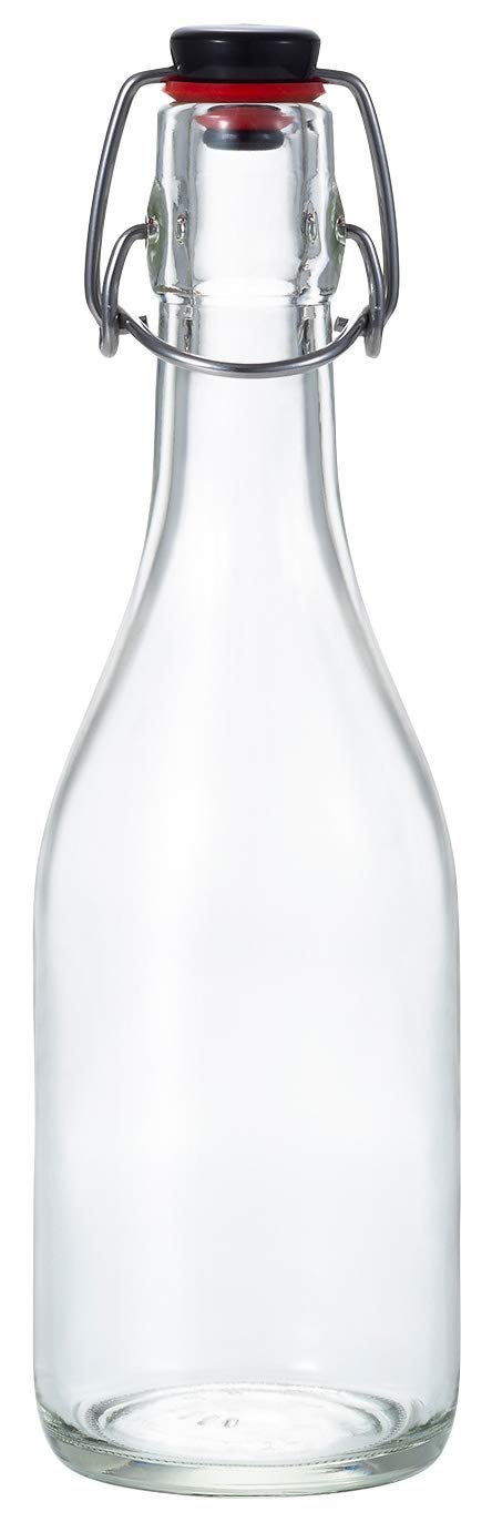 Aderia 360Ml Clear Glass Water Bottle W/ Swing Stopper Cap - Made In Japan M-6451 - YOYO JAPAN