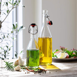 Aderia 360Ml Clear Glass Water Bottle W/ Swing Stopper Cap - Made In Japan M-6451 - YOYO JAPAN