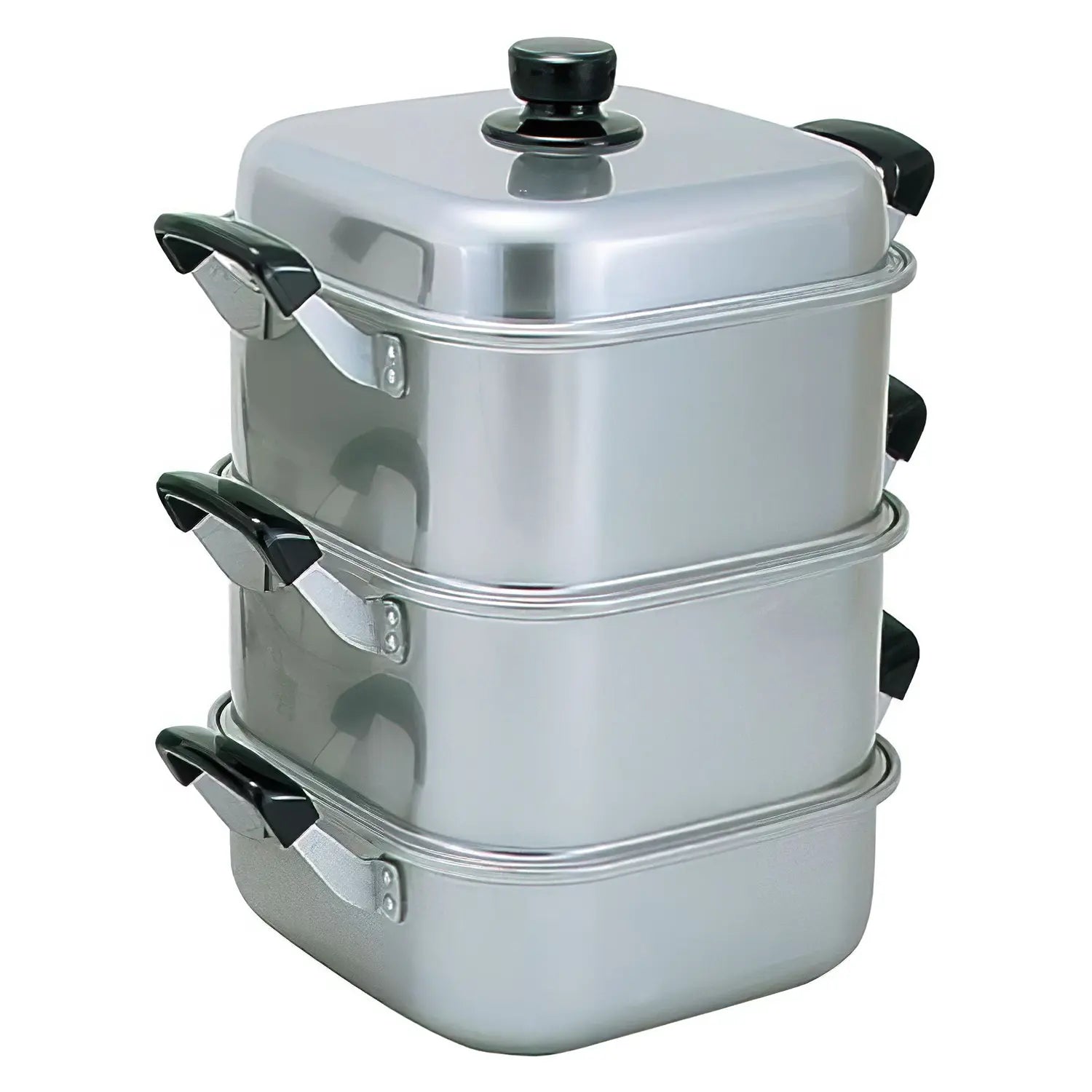 Akao Aluminium Three-Tier Square Steamer 28cm - YOYO JAPAN