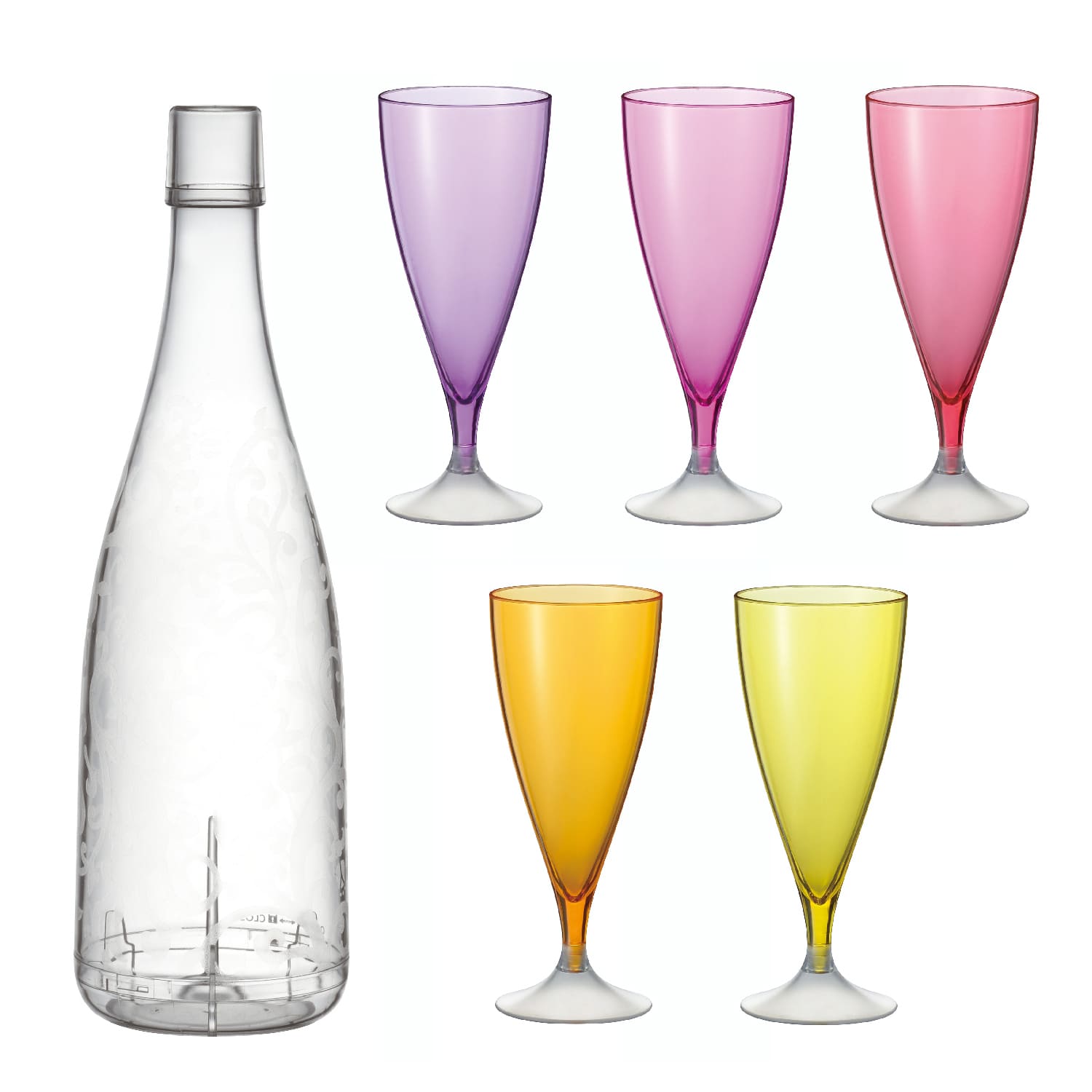Akebono Glass Five Champagne Glass Set - YOYO JAPAN