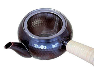Asahi Japan Copper Kyusu Teapot W/ Filter 345Ml Horizontal Rattan Handle - YOYO JAPAN