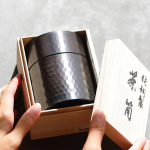 Asahi Copper Japanese Loose Tea Leaf Chazutsu Tea Caddy W/ Spoon & Gift Box - YOYO JAPAN