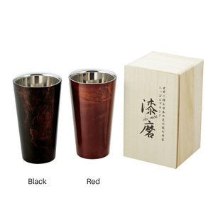 Asahi Yamanaka Urushi Lacquered Double-Wall Cooler Glass 270Ml Japan (Gift-Boxed) Black - YOYO JAPAN