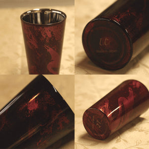 Asahi Yamanaka Urushi Lacquered Double-Wall Cooler Glass 270Ml Japan (Gift-Boxed) Black - YOYO JAPAN