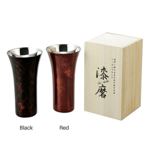 Asahi Japan Yamanaka Urushi Lacquered Steel Beer Glass 380Ml Black (Gift-Boxed) - YOYO JAPAN