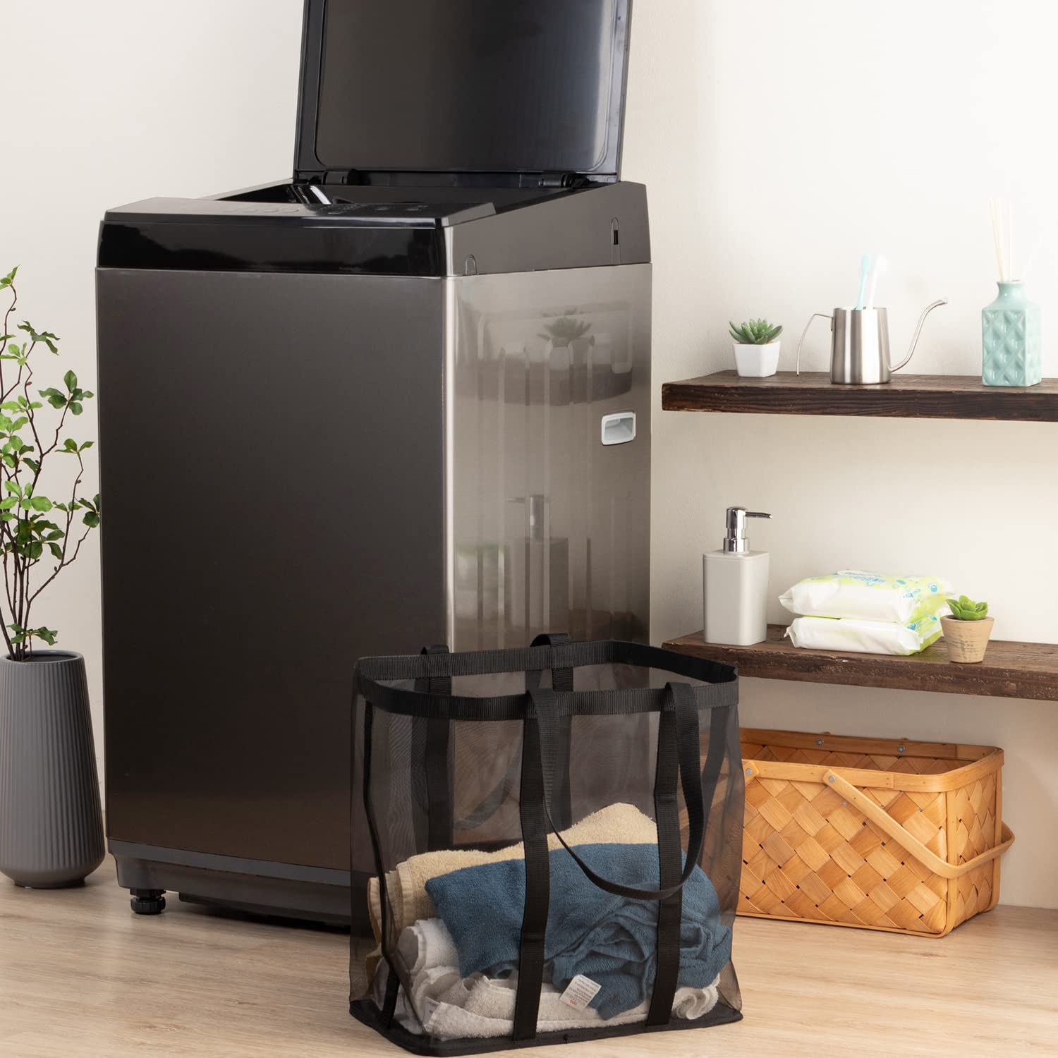 Astro Laundry Mesh Bag Black 39X24X40Cm Japan 820-28 Laundry Basket Bag - YOYO JAPAN