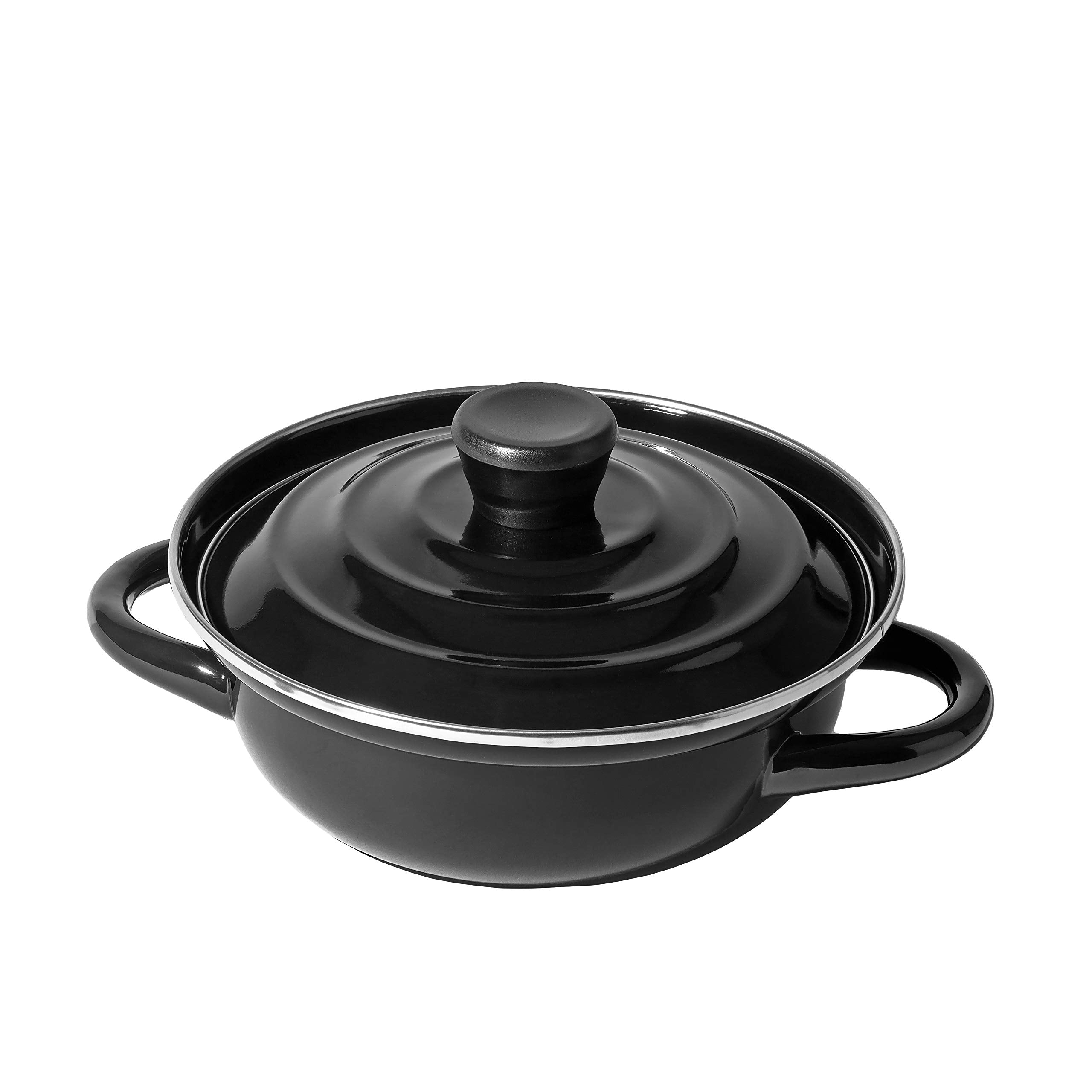 Pearl Metal Japan Kinzoku Enamel Single Tabletop Pot 16Cm Ih Compatible Limited Edition All Black Az-5059 - YOYO JAPAN