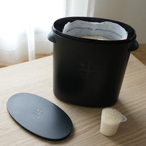 Pearl Metal Kinzoku Rice Bin 5Kg Japan Limited All Black Az-5042 - YOYO JAPAN