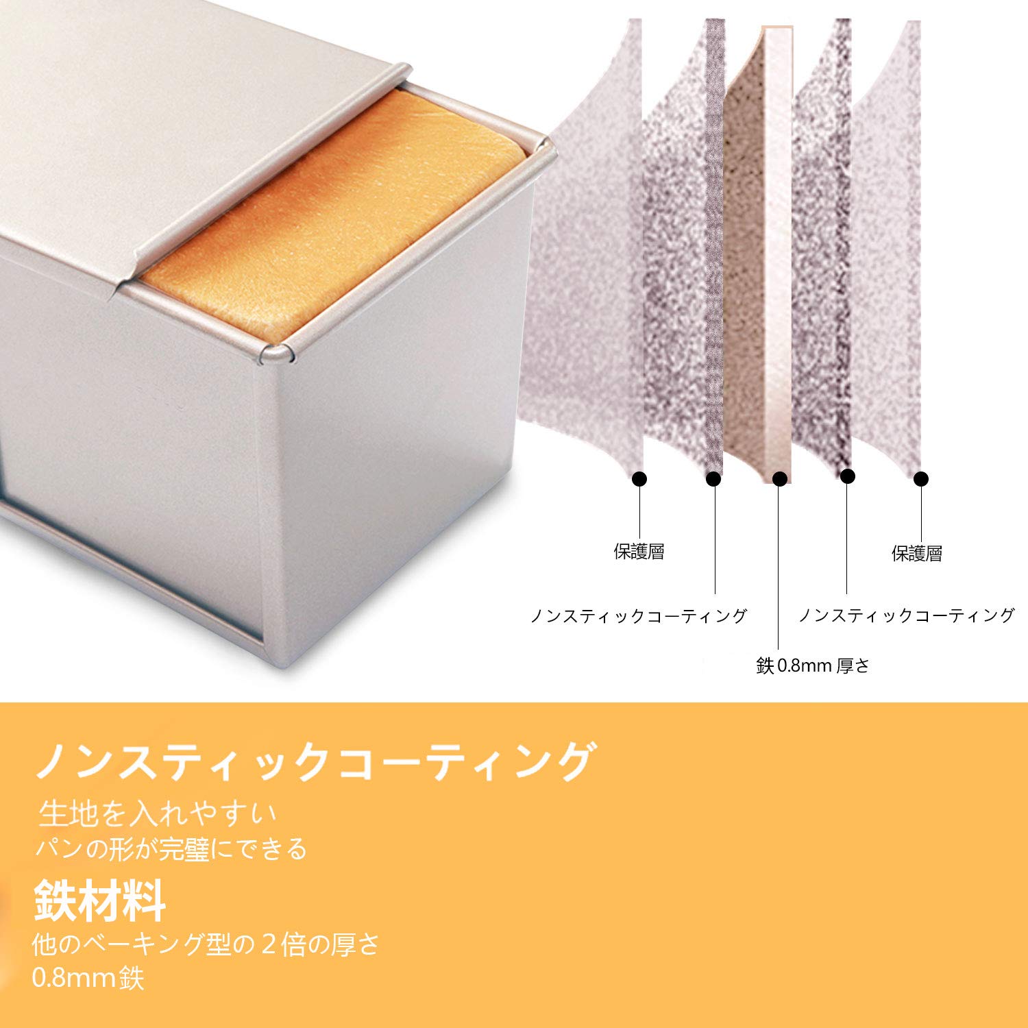 Chefmade Japan Bread Mold With Lid Baking Non-Sticky 11.5X11.4X10Cm Slim Pound Type - YOYO JAPAN