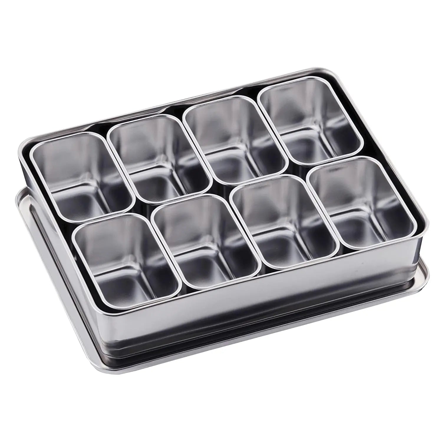 Clover Stainless Steel Yakumi Seasoning Container 8 Compartments Square - YOYO JAPAN