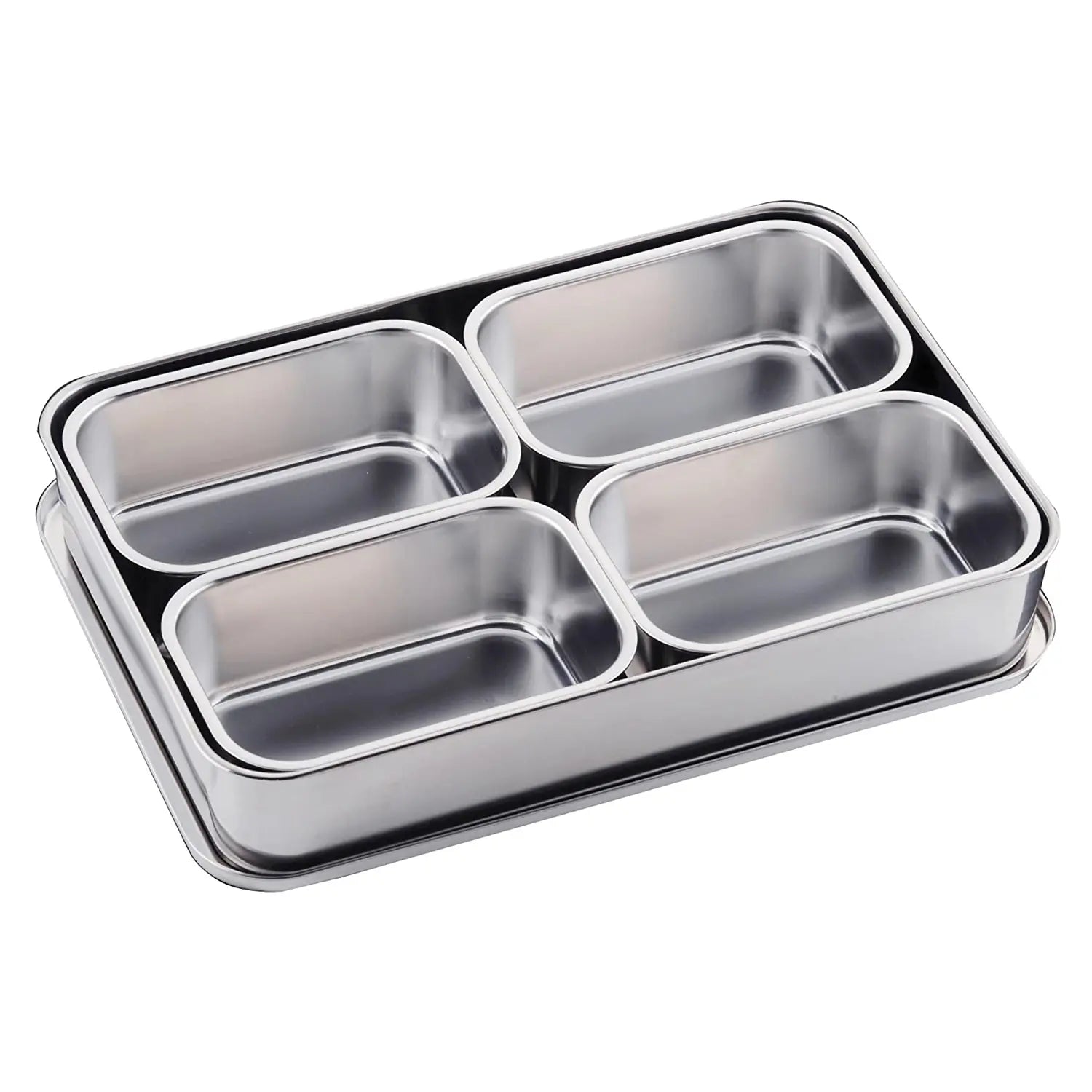 Clover Stainless Steel Yakumi Seasoning Container Large 4 Compartments Square - YOYO JAPAN