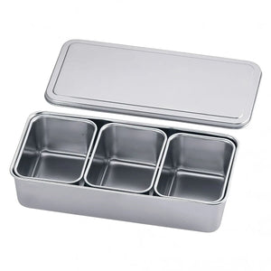 Clover Stainless Steel Yakumi Seasoning Container Small 3 Compartments - YOYO JAPAN