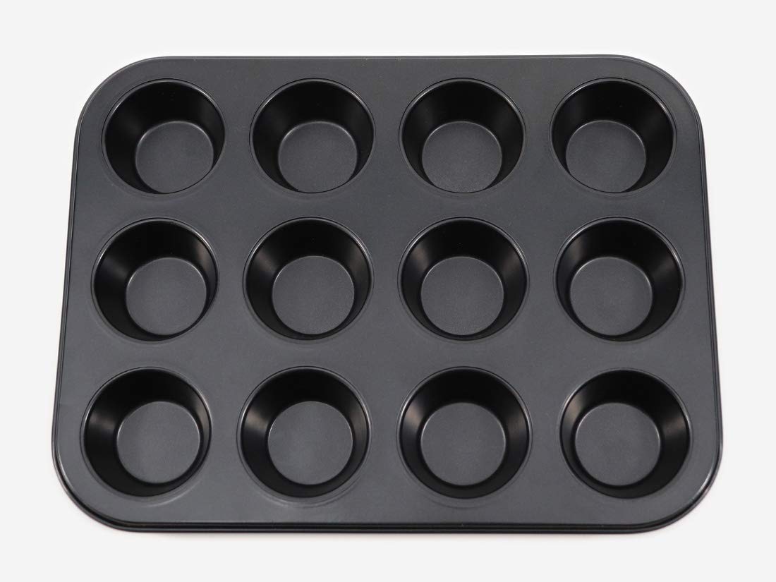 Cotta Japan Tiffany Muffin Mold 12Pcs Black 26X20X2.4Cm 4.8X2.4Cm 88656 - YOYO JAPAN