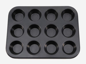 Cotta Japan Tiffany Muffin Mold 12Pcs Black 26X20X2.4Cm 4.8X2.4Cm 88656 - YOYO JAPAN