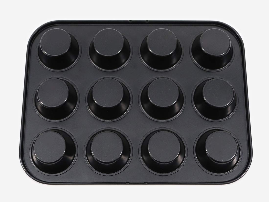 Cotta Japan Tiffany Muffin Mold 12Pcs Black 26X20X2.4Cm 4.8X2.4Cm 88656 - YOYO JAPAN