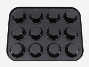 Cotta Japan Tiffany Muffin Mold 12Pcs Black 26X20X2.4Cm 4.8X2.4Cm 88656 - YOYO JAPAN
