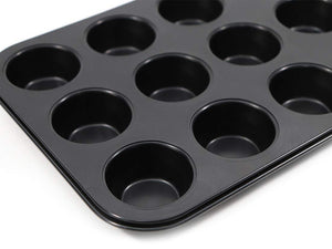 Cotta Japan Tiffany Muffin Mold 12Pcs Black 26X20X2.4Cm 4.8X2.4Cm 88656 - YOYO JAPAN