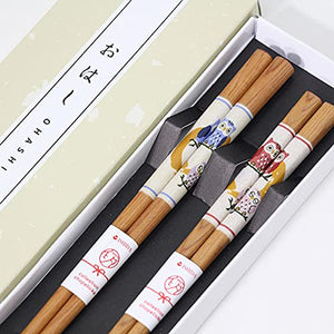 Kobayashi Lacquerware Owl Parent & Child Pair Wooden Chopsticks Set Made In Japan - Gift For Father'S Day Mother'S Day Respect For The Aged Day Marriage 60Th Birthday - YOYO JAPAN
