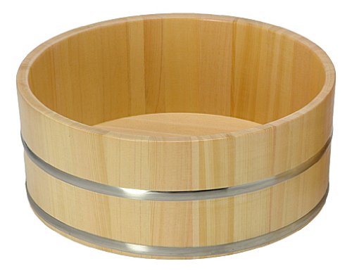 Daiwa Industry Hinoki Wooden Bucket 24X10Cm Japan - Mildew Resistant Water Repellent Stainless Steel Hoop - YOYO JAPAN