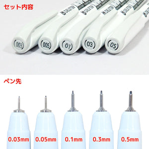 Deleter Neo Pico Line-3 Gray 5-Piece Set for Precision Drawing - YOYO JAPAN