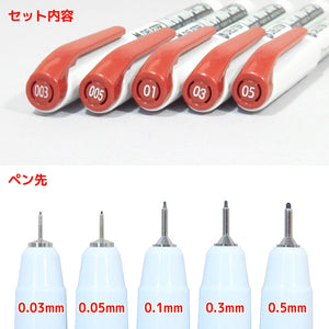 Deleter Neo Pico Line-3 Sepia 5-Piece Set for Precision Inking - YOYO JAPAN