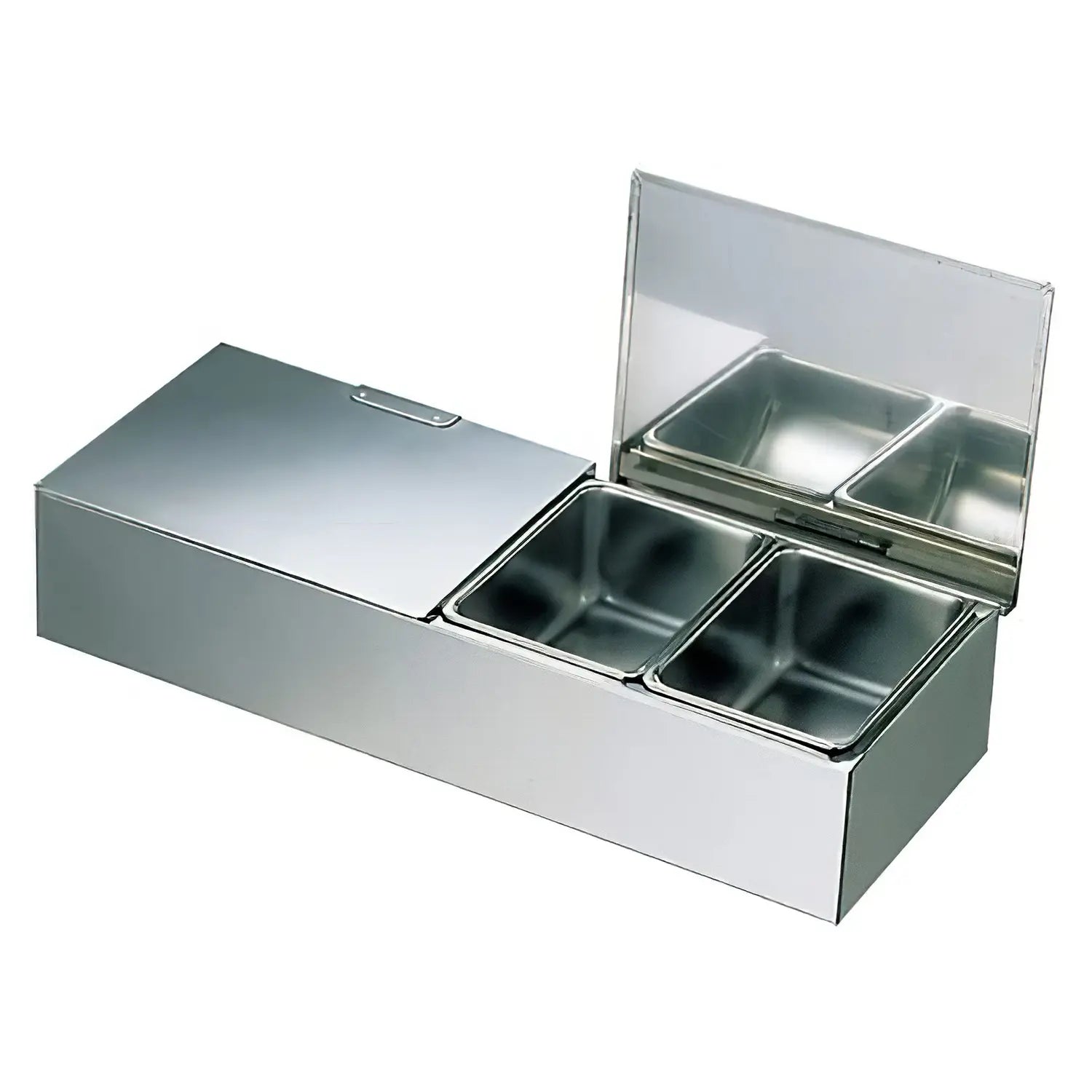 Ebm Stainless Steel Yakumi Seasoning Container Double Cover Type 4 Compartments - YOYO JAPAN