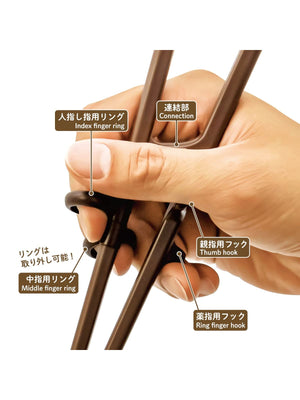 Asahi Koyo Chopsticks Iii Right Hand Dark Brown 20Cm For Adults Japan | Hold Correctly | Put Finger In Ring - YOYO JAPAN