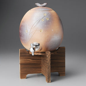 Setomono Honpo Japan Fire Color Small Flower Shochu Server Roasted Cedar Table 19.5X23X34Cm 3,000Cc 2350G - YOYO JAPAN