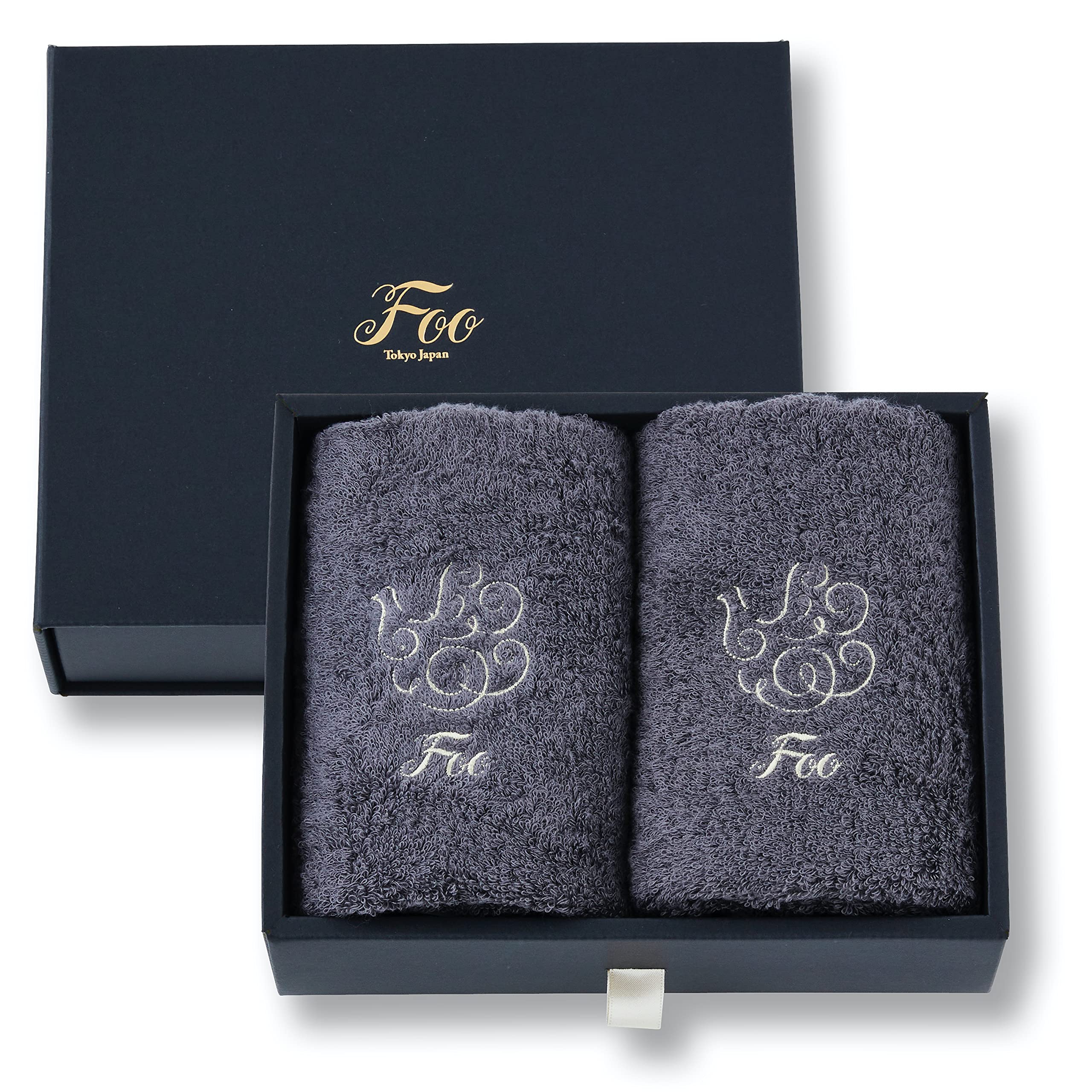 Foo Japan Organic Cotton Luxury Face Towel Gift Set (2/Charcoal Gray/Imabari) Hotel Specifications/Soft Touch - YOYO JAPAN