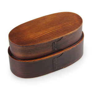 Eemon Of The Festival Fujishiro Kogei Magewappa Oval 2 Tier Lunch Box (Lid) Japan Lacquer Coating 001-691 - YOYO JAPAN