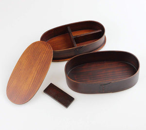 Eemon Of The Festival Fujishiro Kogei Magewappa Oval 2 Tier Lunch Box (Lid) Japan Lacquer Coating 001-691 - YOYO JAPAN