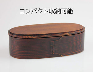 Eemon Of The Festival Fujishiro Kogei Magewappa Oval 2 Tier Lunch Box (Lid) Japan Lacquer Coating 001-691 - YOYO JAPAN