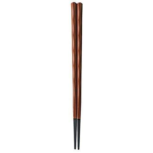 Fukui Craft Japan Hexagonal Rough-Carved Double-Lacquered Non-Slip Chopsticks 22.5Cm Shunkei Lacquer Brown - YOYO JAPAN
