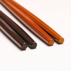 Fukui Craft Octagonal Double-Lacquered Non-Slip Chopsticks 22.5Cm Teak Brown Japan - YOYO JAPAN