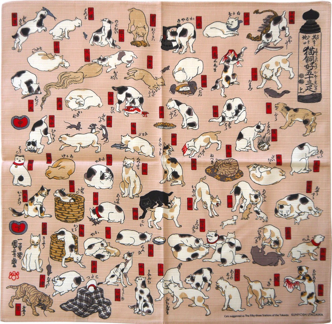 Musubi Furoshiki Cat-Kai 53 Hiki 48Cm 100% Cotton Japanese Shibori Made In Japan - YOYO JAPAN