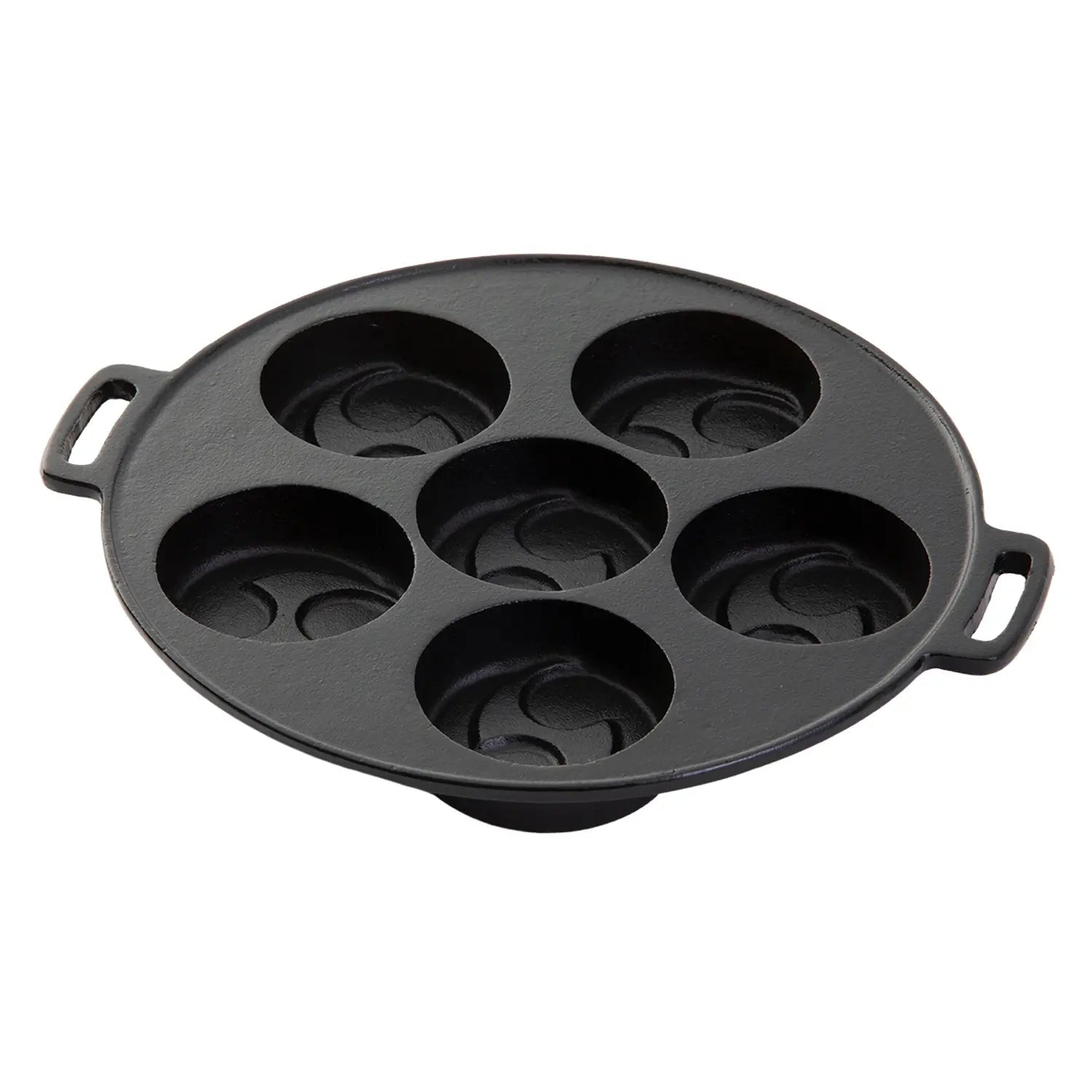 Gifu-Asahi Cast-Iron 6-Piece Obanyaki Pan (Tomoe Pattern) - YOYO JAPAN
