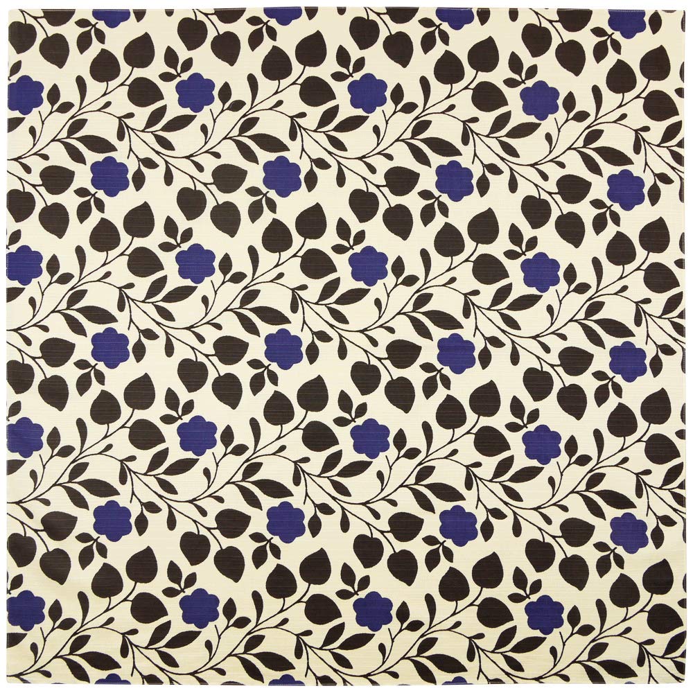 Hama Pattern Furoshiki Cloth 90Cm Japan - Flower Leaf Blue Off - YOYO JAPAN
