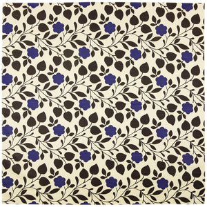 Hama Pattern Furoshiki Cloth 90Cm Japan - Flower Leaf Blue Off - YOYO JAPAN