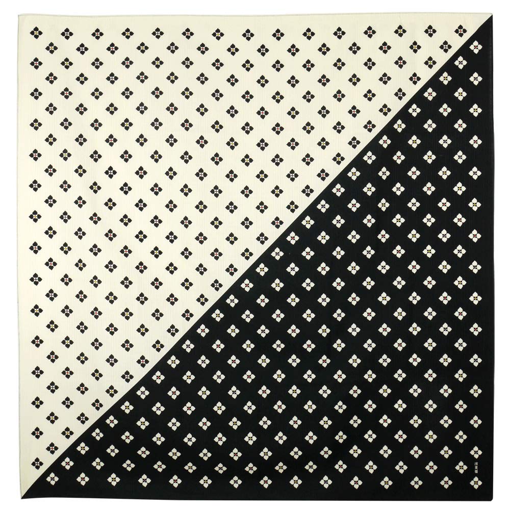 Hama Pattern Furoshiki 90Cm Japan 4-Leaf Komon Black Cloth - YOYO JAPAN
