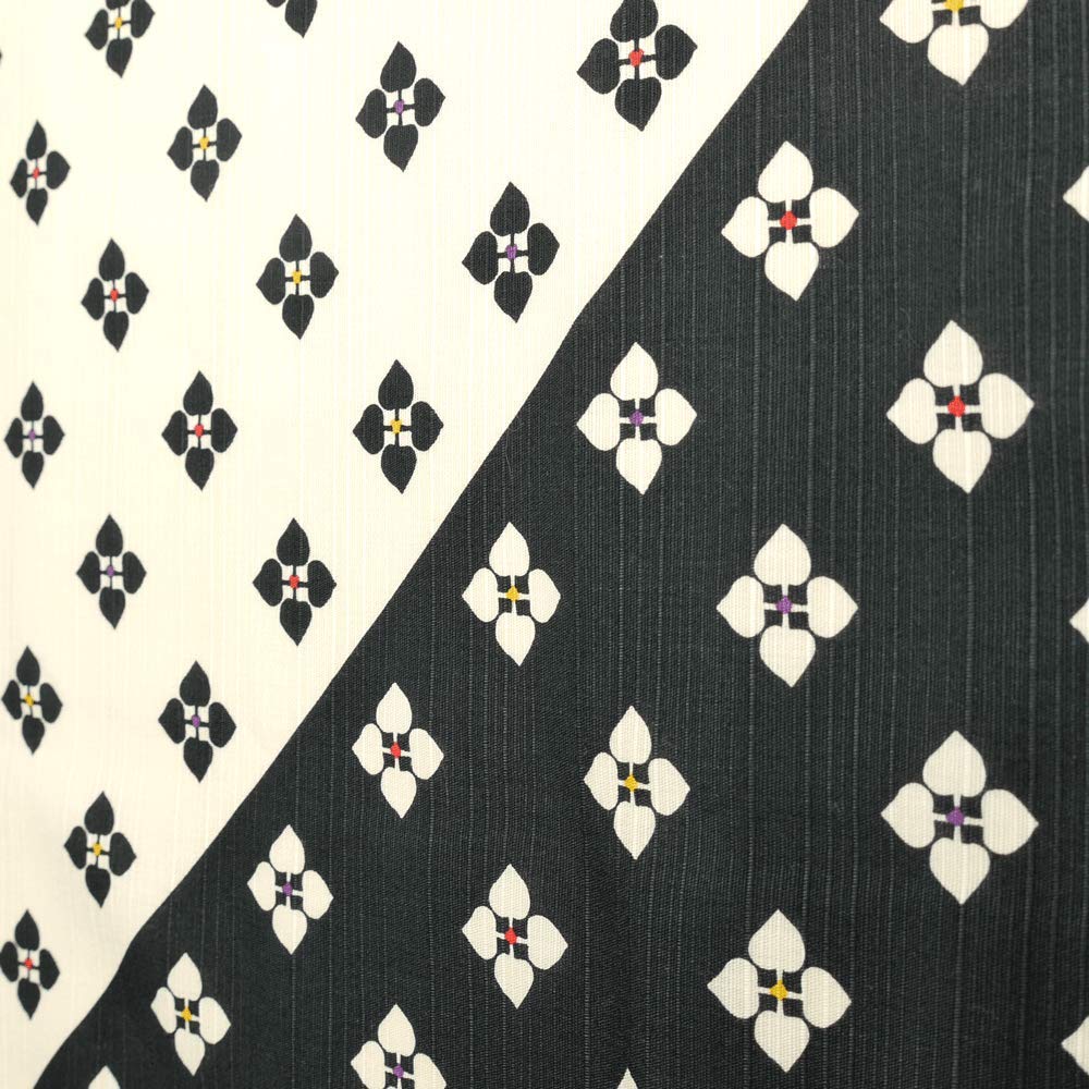Hama Pattern Furoshiki 90Cm Japan 4-Leaf Komon Black Cloth - YOYO JAPAN