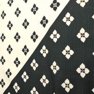 Hama Pattern Furoshiki 90Cm Japan 4-Leaf Komon Black Cloth - YOYO JAPAN