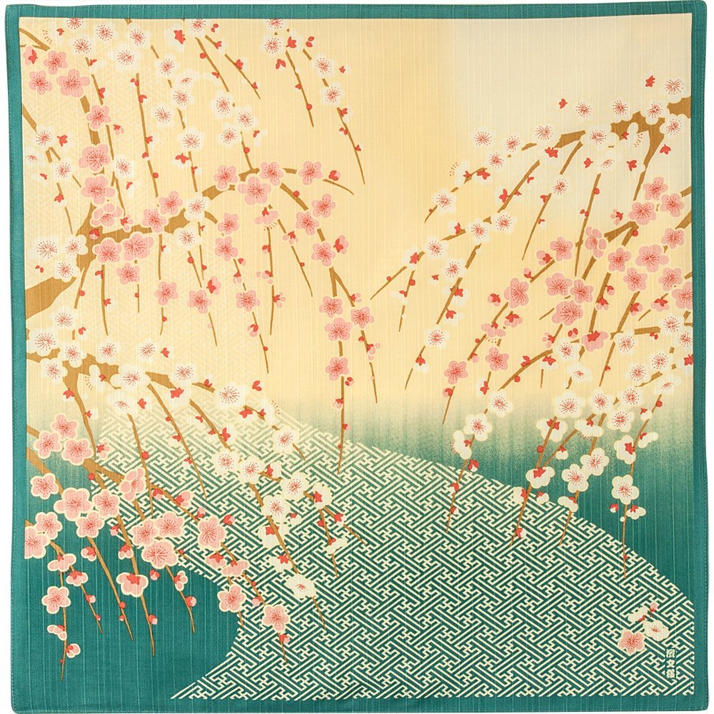 Hama Pattern Furoshiki 50Cm Saaya-Shaped Weeping Plum Eme Blue From Japan - YOYO JAPAN
