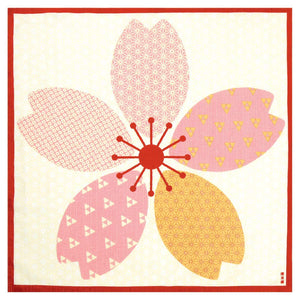 Hama Pattern Furoshiki Sakura Wrapped Red 50Cm Japanese Cloth - YOYO JAPAN