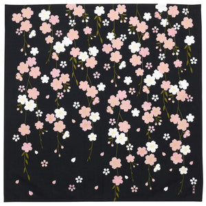 Hama Pattern Furoshiki 50Cm Weeping Night Cherry Blossoms Black Japan - YOYO JAPAN