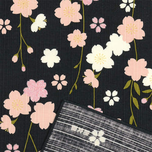 Hama Pattern Furoshiki 50Cm Weeping Night Cherry Blossoms Black Japan - YOYO JAPAN
