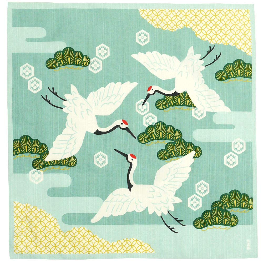 Hama Pattern Japanese Kotobuki Cranes Dance Wrapping Cloth 50Cm - YOYO JAPAN
