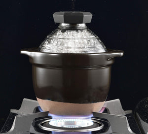 Hario Glass Rice Pot GNR-150-B Black 1-2 Cup Japan - YOYO JAPAN