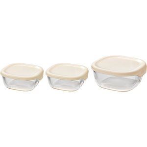 Hario Heat Resistant Glass Storage Container Made In Japan Kst-2012-Ow 3Pcs White - YOYO JAPAN