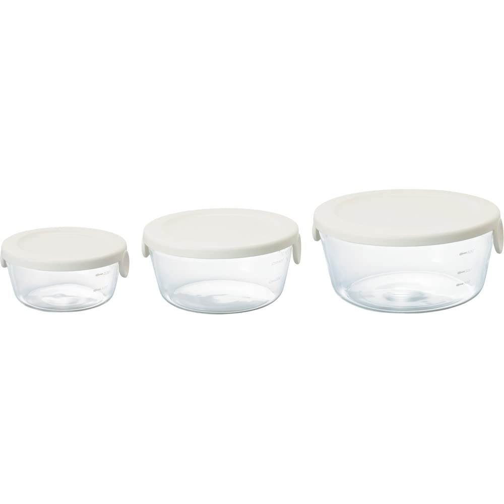 Hario Heat Resistant Glass Storage Container Set (3) White Made In Japan - YOYO JAPAN
